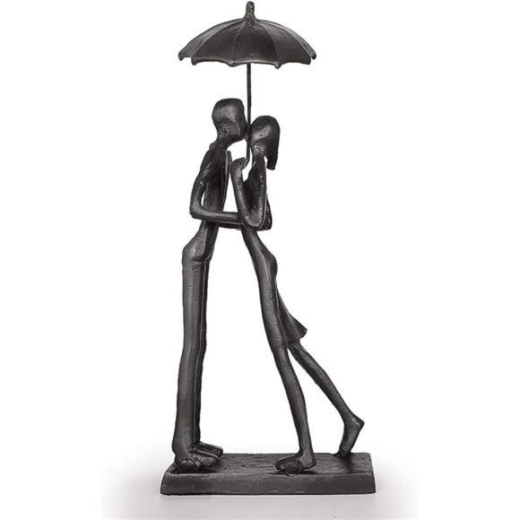 Affectionate Couple Art Iron Sculpture, Passionate Love Statue Romantic Metal - Picture 5 of 6